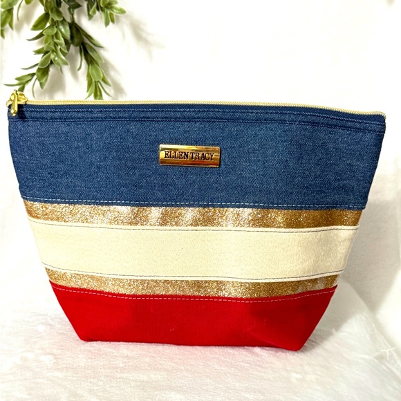Ellen Tracy Handbags - Ellen Tracy Red, Gold, and Cream Women's Bag